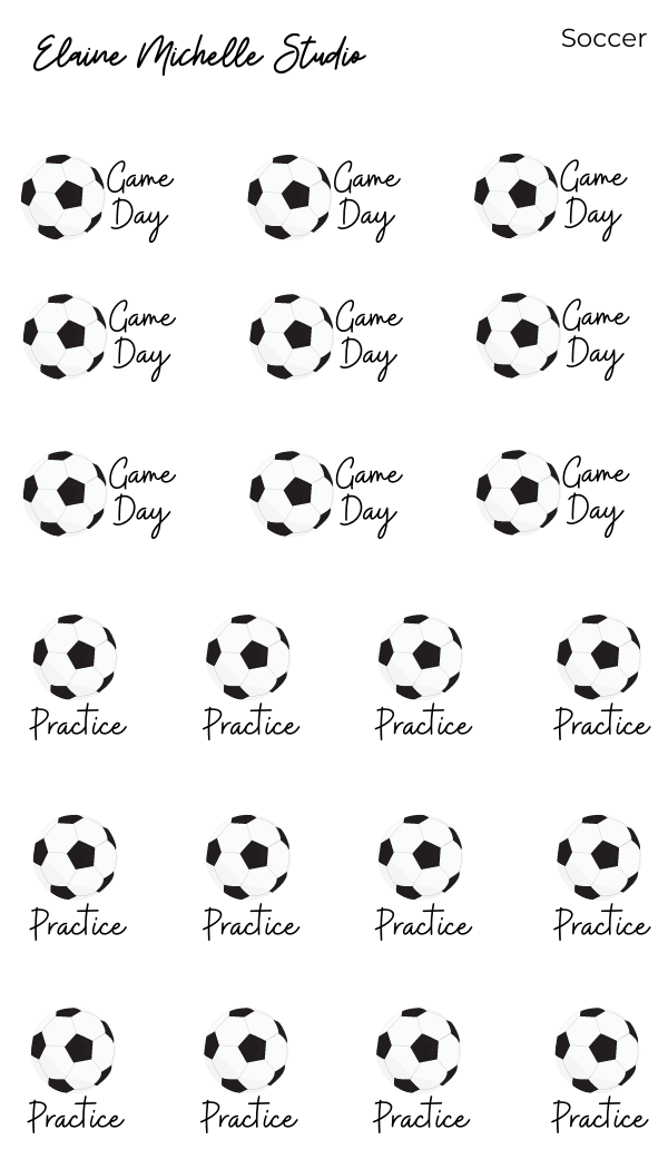 Soccer Game Day and Practice Stickers