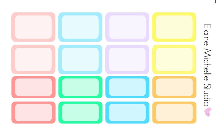 Pastel Half Box and Quarter Box- Planner Stickers