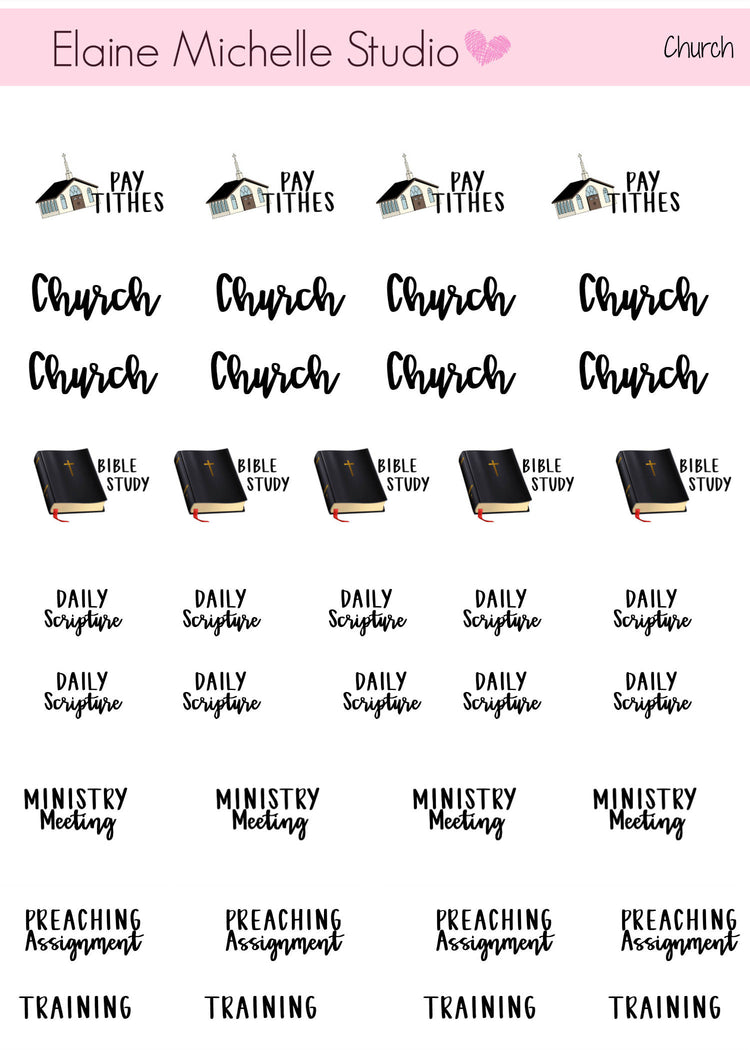 Church Words- Planner Stickers