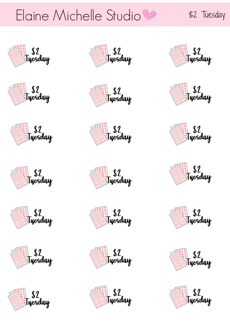 2 Dollar Tuesday Planner Stickers