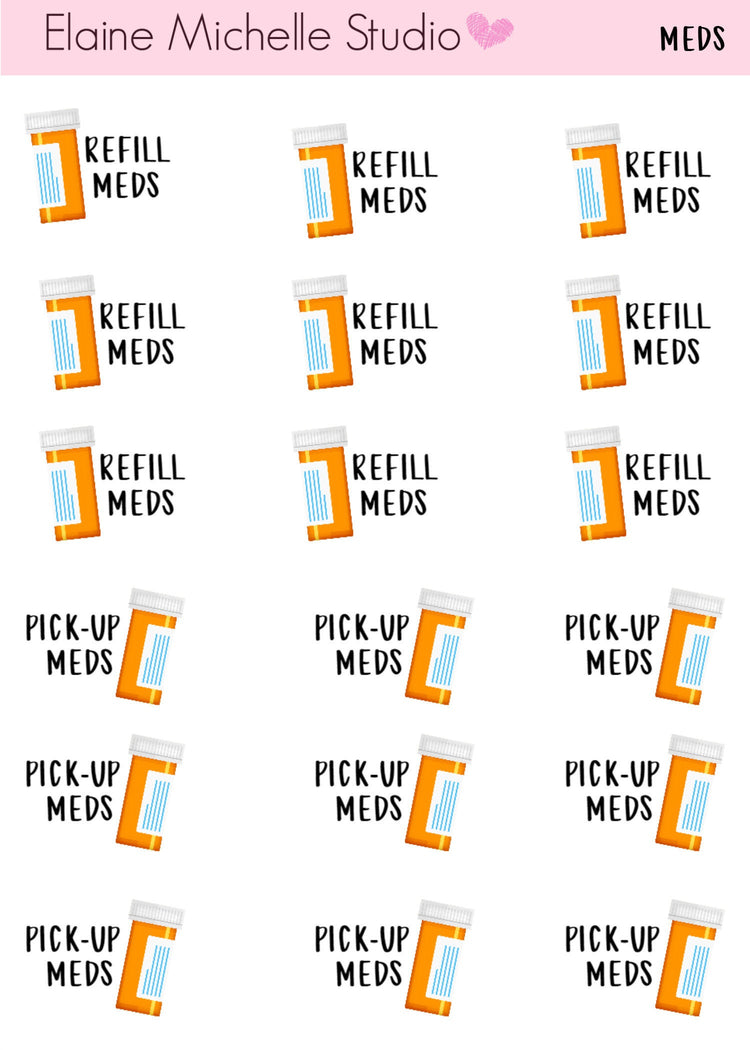 Medicine Prescription Refill and Pickup Stickers