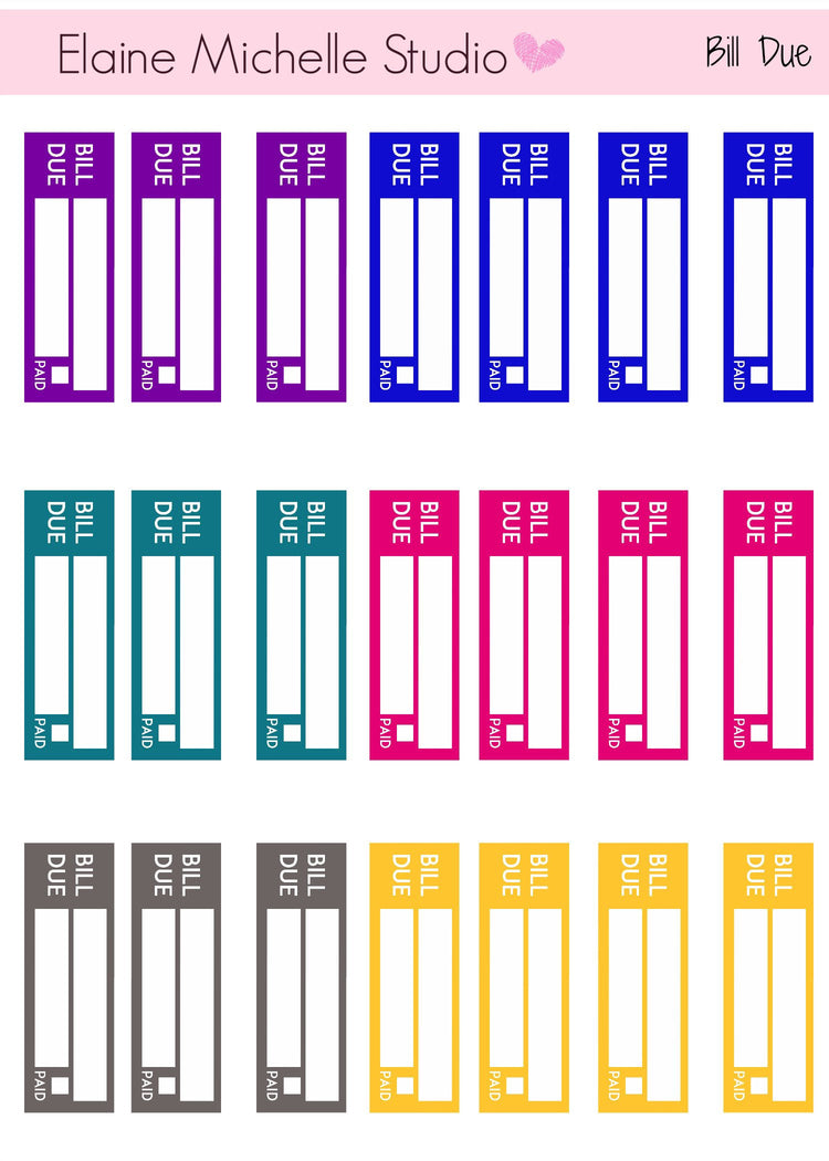 Bill Due Planner Stickers