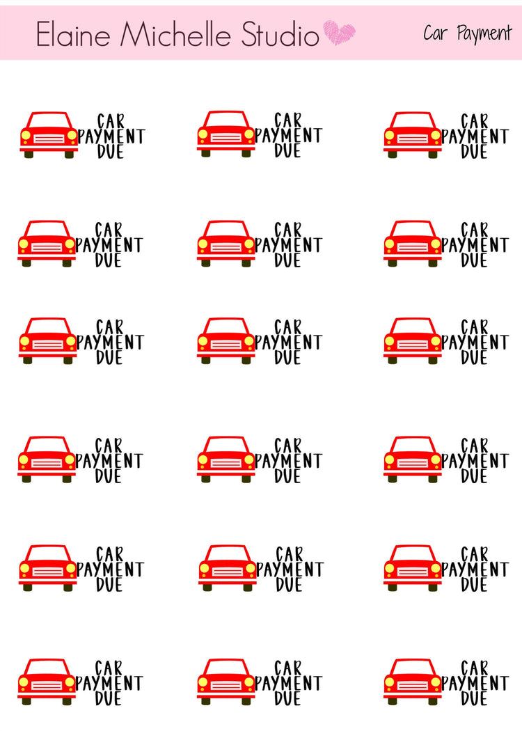Car Payment Due - Planner Stickers