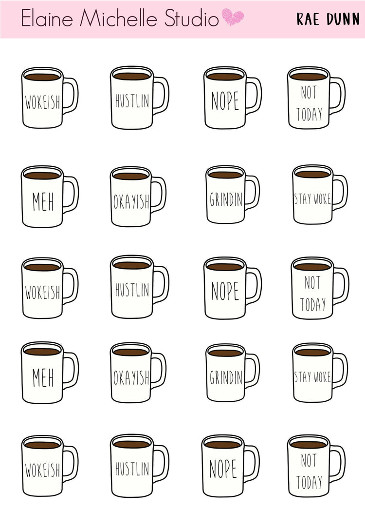 Rae Dunn Coffee Mug Planner Stickers