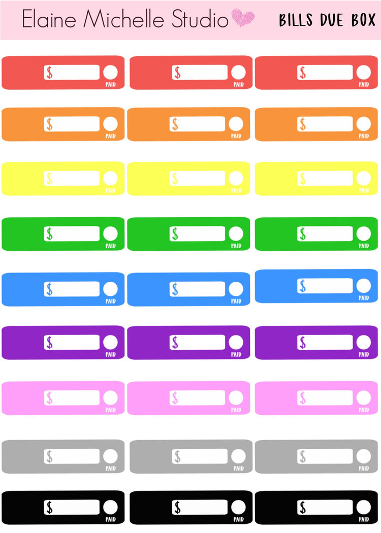 Bill Due Label & Mini Icons Bundle