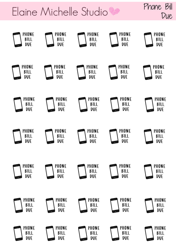 Phone Bill Due Stickers