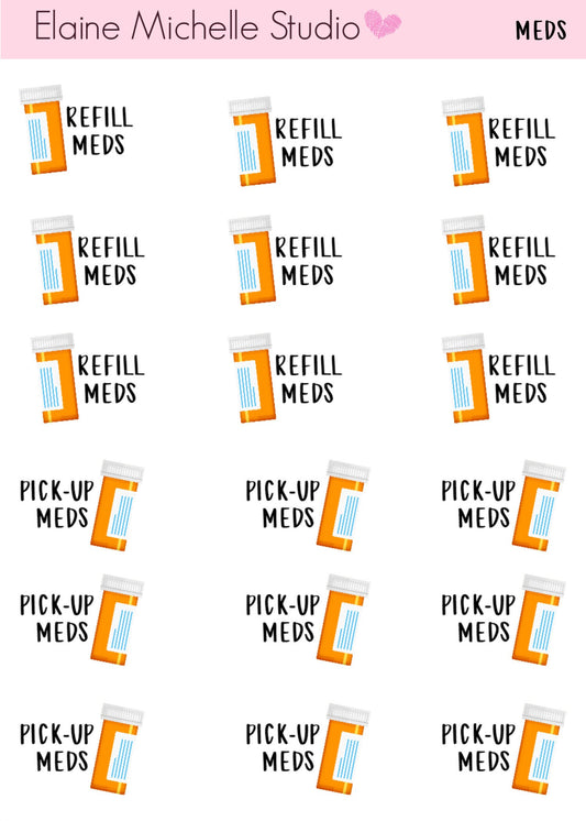 Medicine Prescription Refill and Pickup Stickers