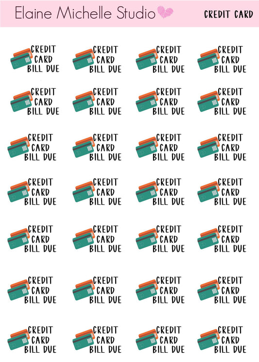 Credit Card Due Planner Stickers