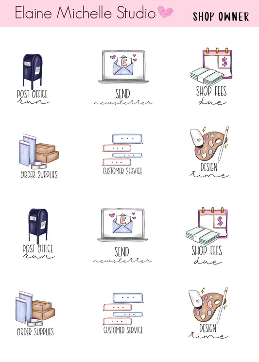 Shop Owner Planner Stickers
