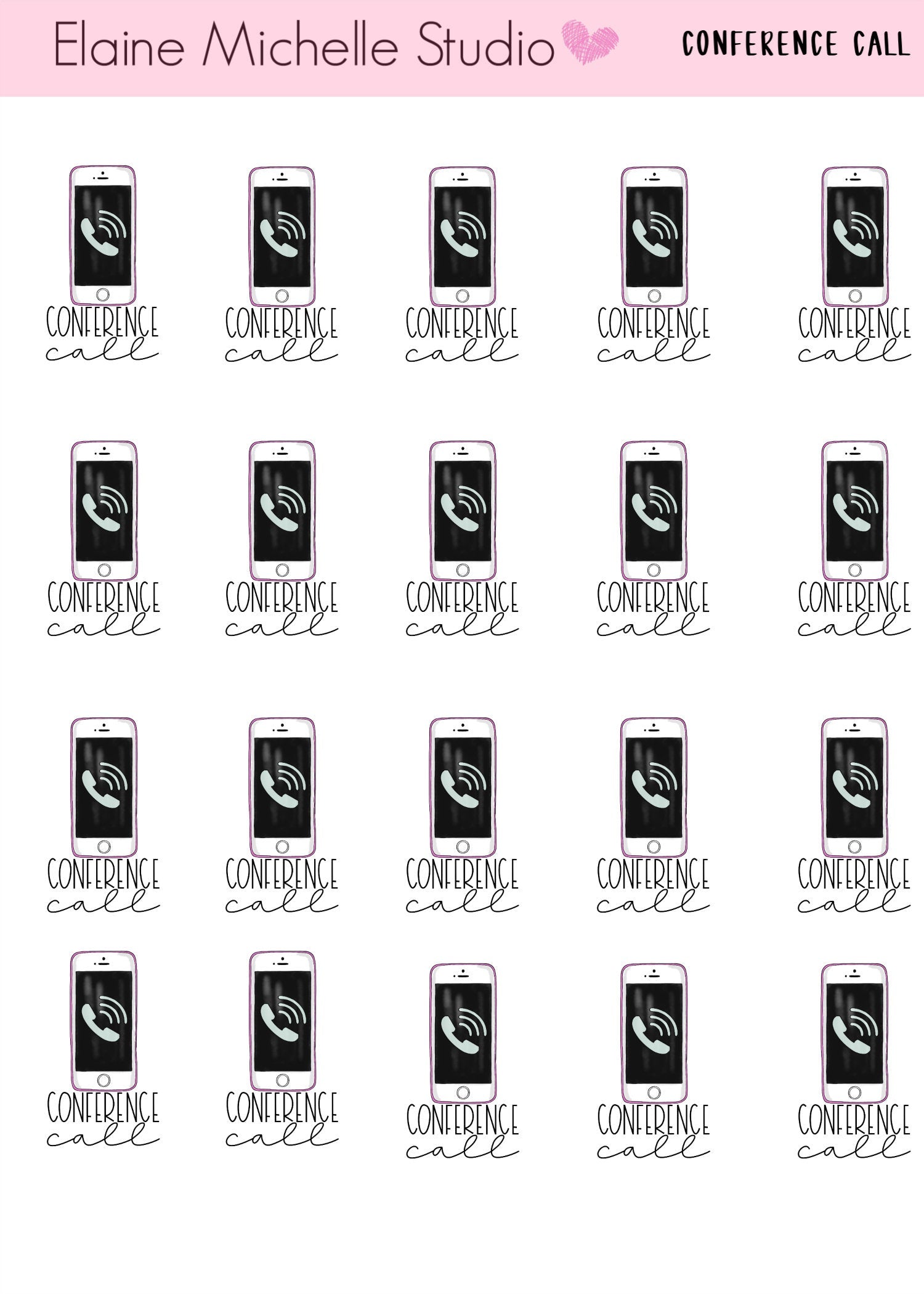 Conference Call- Planner Stickers – Elaine Michelle Studio